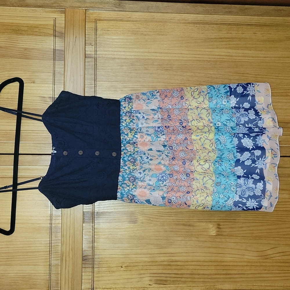 Trixxi Crochet/Chiffon Tank Top Mini Dress